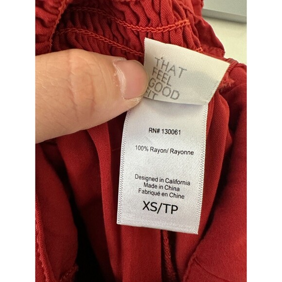 L*SPACE Pasadena Tie Front Smock Back Jumpsuit Rust Red Beach Women's Size XS - Picture 12 of 13